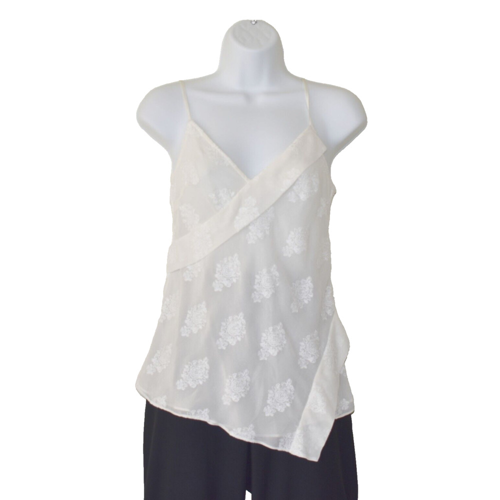 B0 NWT THEORY Coastal Wht Georgette Silk Blend Crossover Camisole Top Sz S $275